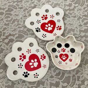 Paw Print Ceramic Plates Set by Temp-Tations